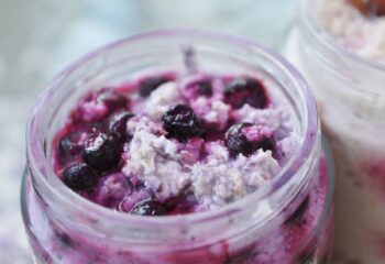 Blueberry-Chia-Almond Greek Yogurt Overnight Oats