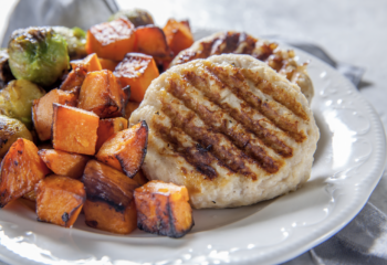 Grilled Turkey Burger with Roasted Sweet Potato