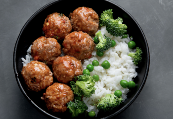 Chinese Style Hoisin Turkey Meatballs with Fried Rice