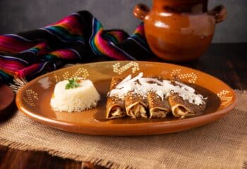 Mexican Chicken Mole Platter Enchiladas