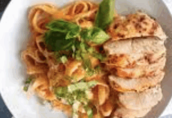 Classic Chicken Parmesan with Fettucine