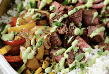 Angus Tri Tip Steak Burrito Bowl with Charro Beans and Cilantro Lime Cream