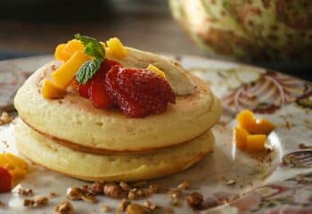 Strawberry Mango Protein Pancakes