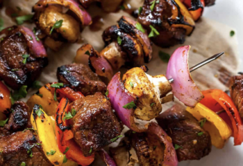 Greek Steak Souvlaki Skewers with Lemon Herb Potatoes