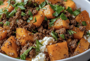 Grass Fed Ground Beef-Roasted Sweet Potato Powerbowl with Smokey Chipotle Hot Honey