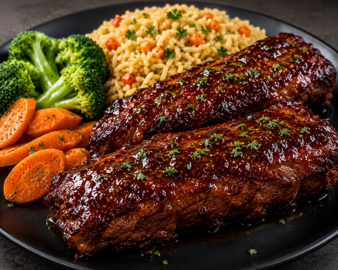 BBQ Guava Passion Fruit Sticky Ribs with Garlic Butter Fried Rice
